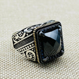 Men's Onyx Stone Black 925 Sterling Silver Ring