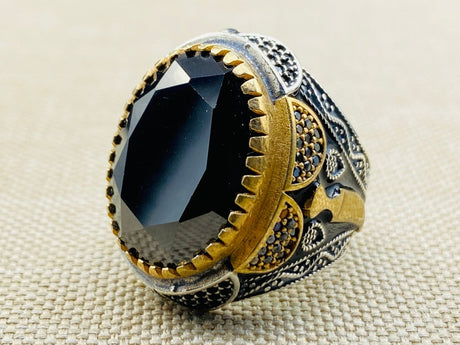 Men's Onyx Stone Black 925 Sterling Silver Ring