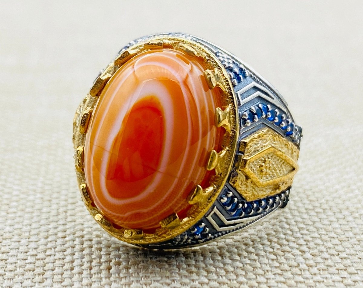 Men's Orange Agate Stone Ring - TryAladdin