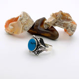 Men's Ottoman Style Blue Zircon 925 Sterling Silver Ring | Handmade Gift for Him - TryAladdin
