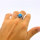 Men's Ottoman Style Blue Zircon 925 Sterling Silver Ring | Handmade Gift for Him - TryAladdin