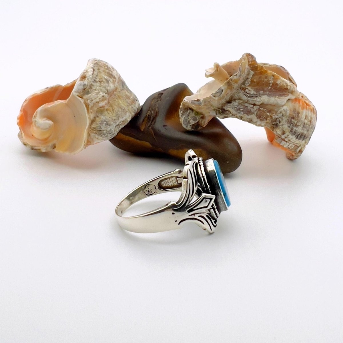 Men's Ottoman Style Blue Zircon 925 Sterling Silver Ring | Handmade Gift for Him - TryAladdin