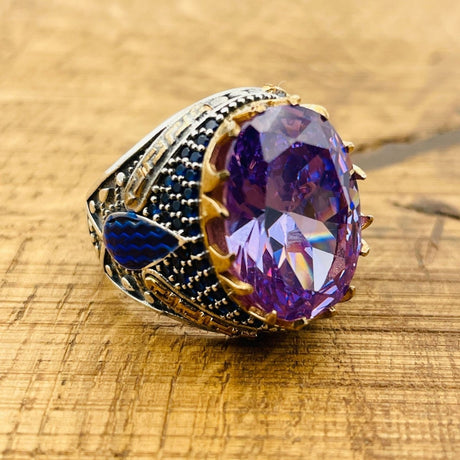 Men’s Oval Amethyst Ottoman Ring - TryAladdin