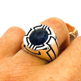 Men's Oval Blue Sapphire Stone Ring - TryAladdin