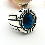 Men's Oval Blue Sapphire Stone Ring