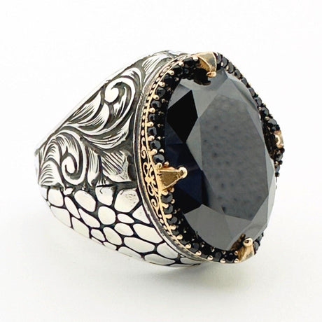 Men's Oval Onyx Silver Ring