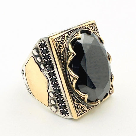 Men's Oval Onyx Silver Ring