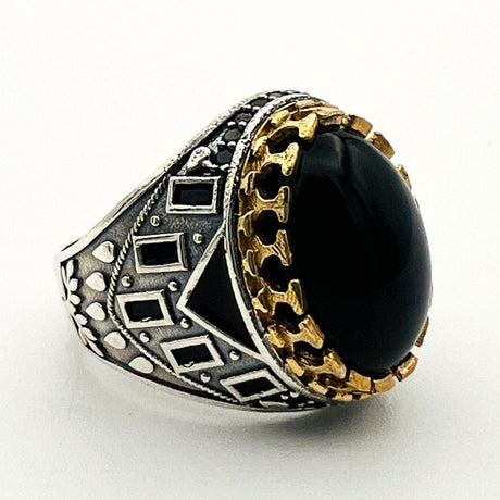 Men's Oval Onyx Silver Ring