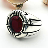 Men's Oval Red Ruby Stone Ring