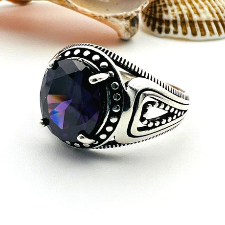 Men's Purple Amethyst Stone Ring