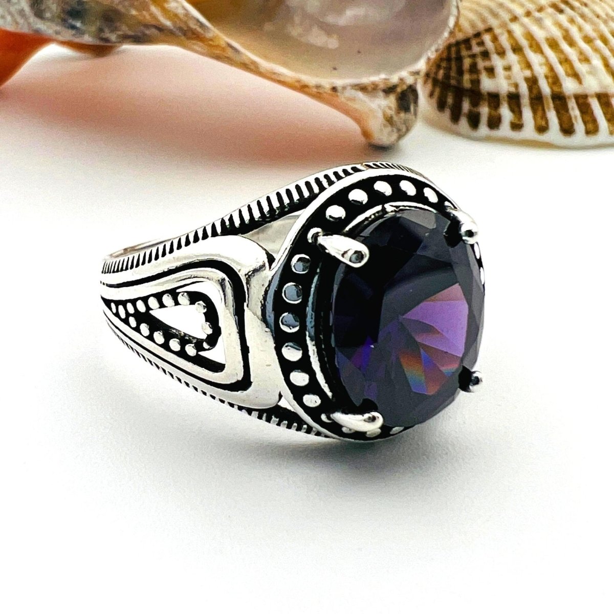 Men's Purple Amethyst Stone Ring