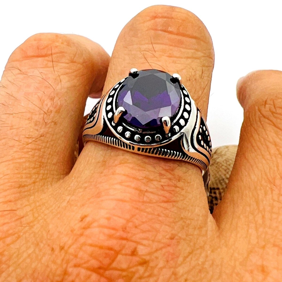 Men's Purple Amethyst Stone Ring