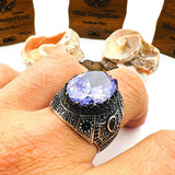 Men's Purple Amethyst Stone Turkish Silver Ring