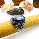 Men's Purple Amethyst Stone Turkish Silver Ring