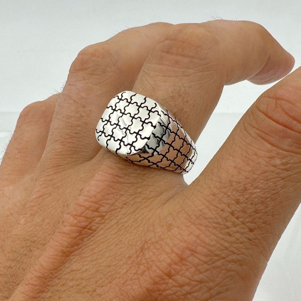 Men's Puzzle Design Silver Ring