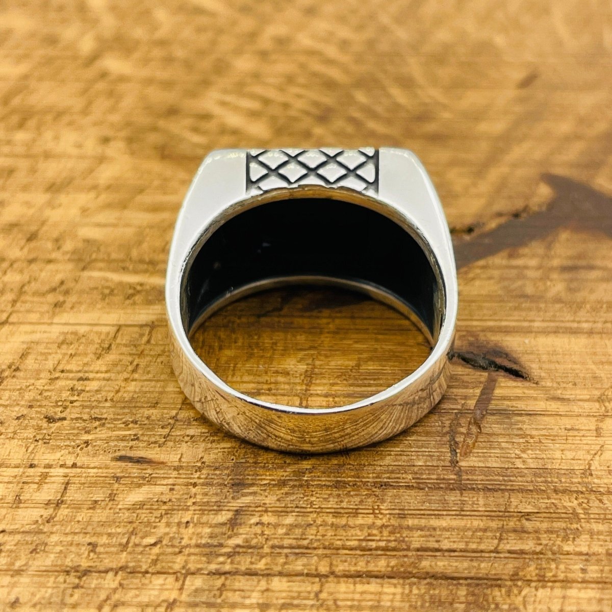 Men's Rectangle Black Onyx Stone Ring