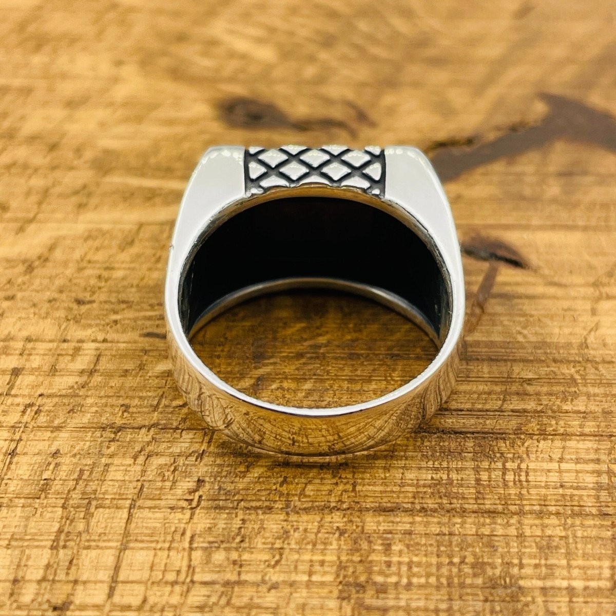 Men's Rectangle Black Onyx Stone Ring