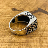 Men's Rectangle Black Onyx Stone Ring