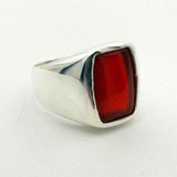 Men's Red Agate Gemstone Silver Ring