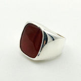 Men's Red Agate Gemstone Silver Ring