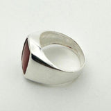 Men's Red Agate Gemstone Silver Ring