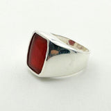 Men's Red Agate Gemstone Silver Ring