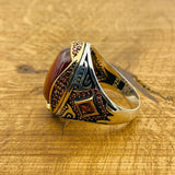 Men's Red Agate Ottoman Silver Ring