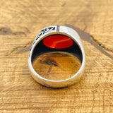 Men’s Red Agate Oval Ring - TryAladdin