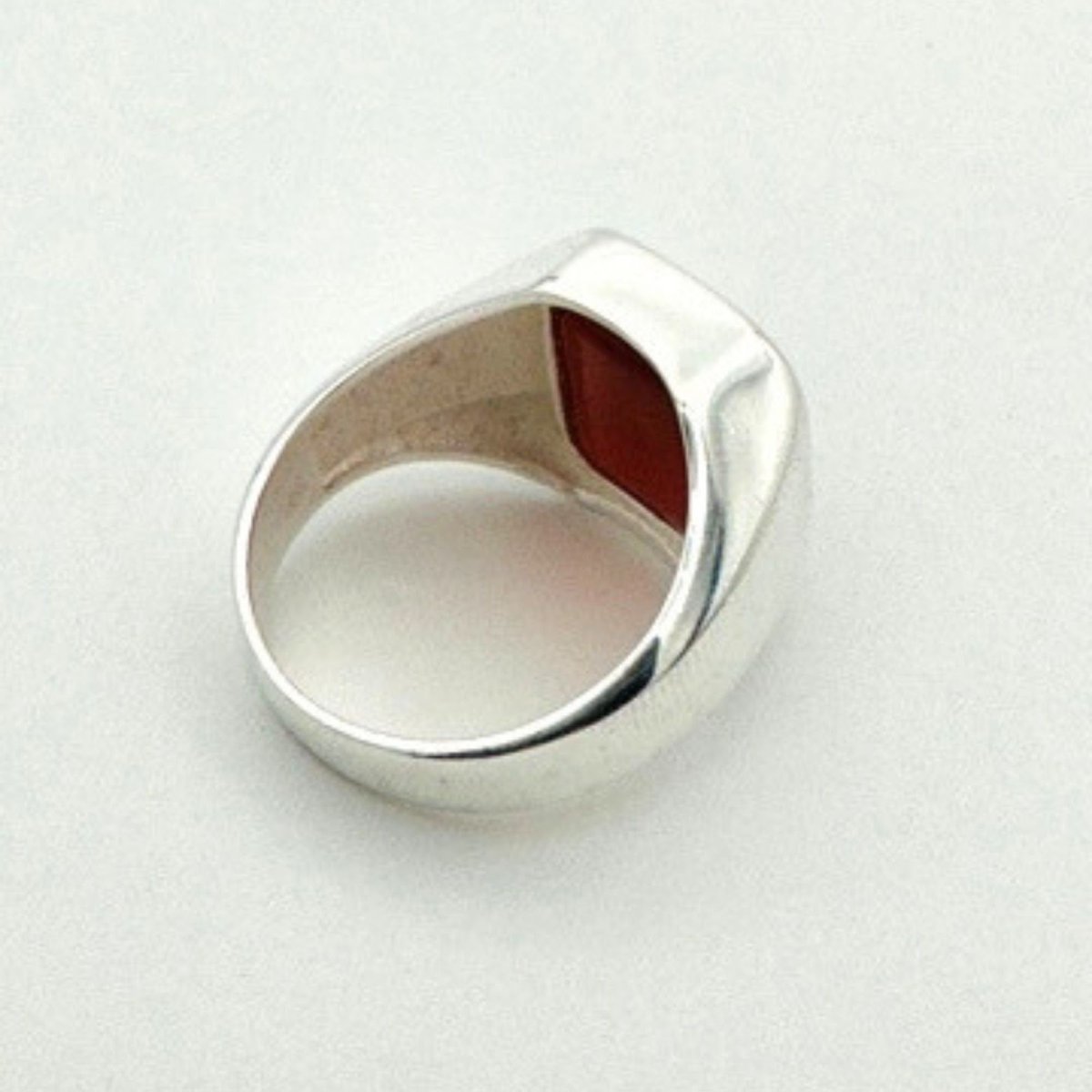 Men's Red Agate Silver Ring