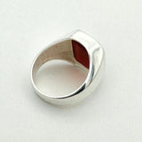 Men's Red Agate Silver Ring