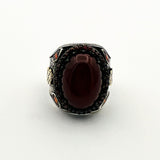 Men's Red Agate Silver Ring