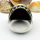 Men's Red Agate Silver Ring