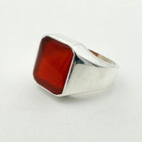 Men's Red Agate Silver Ring