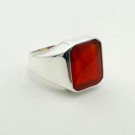 Men's Red Agate Silver Ring