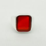 Men's Red Agate Silver Ring