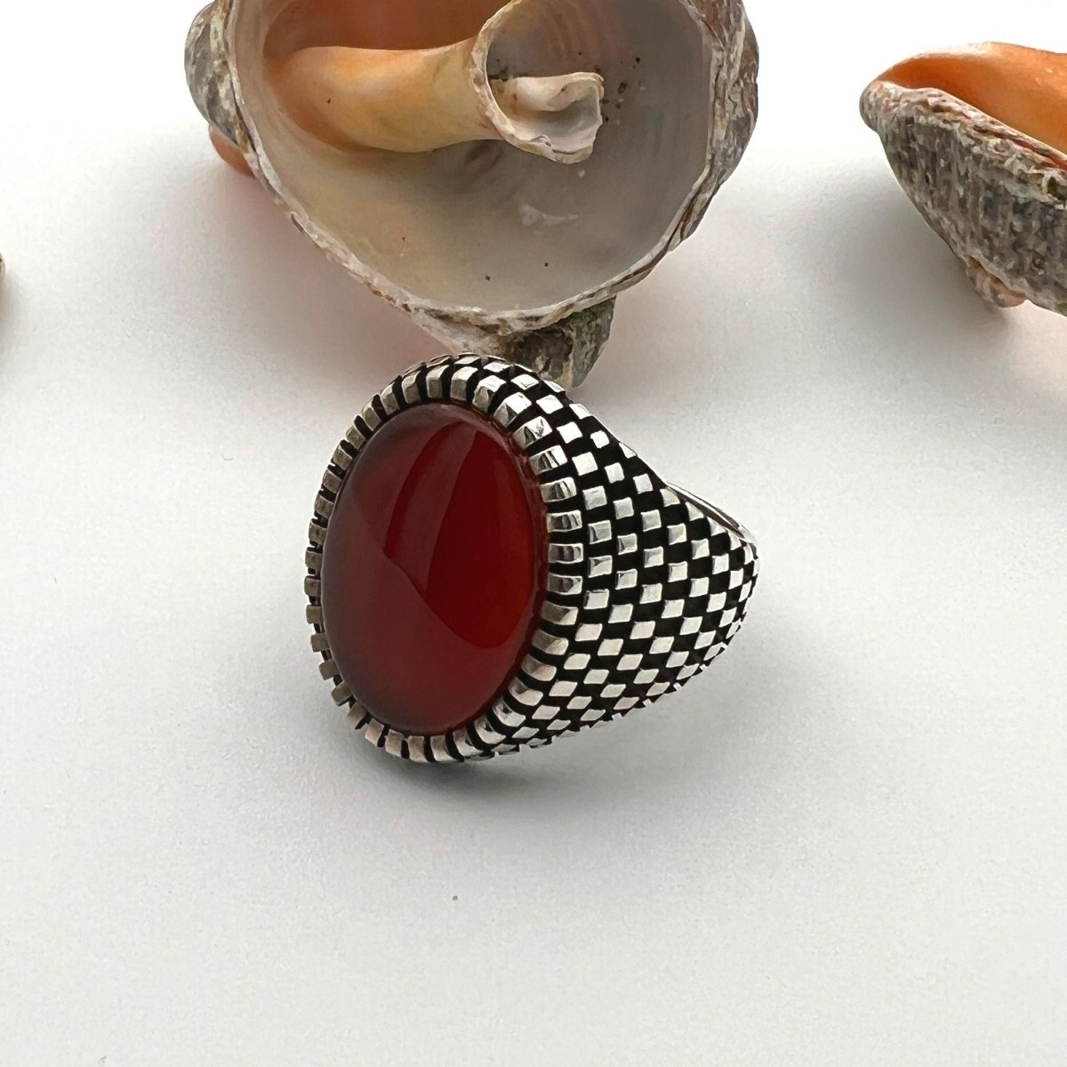 Men's Red Agate Stone Jewelry Ring - TryAladdin