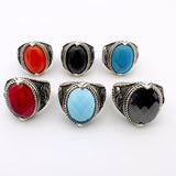 Men's Red Agate Stone Silver Ring