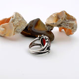 Men's Red Agate Stone Silver Ring