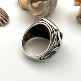 Men's Red Agate Stone Silver Ring