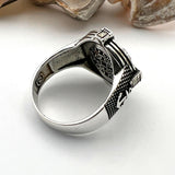 Men's Red Agate Stone Silver Ring