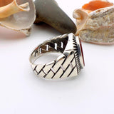 Men's Red Agate Stone Silver Ring