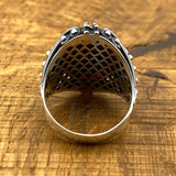 Men's Red Agate Stone Silver Ring