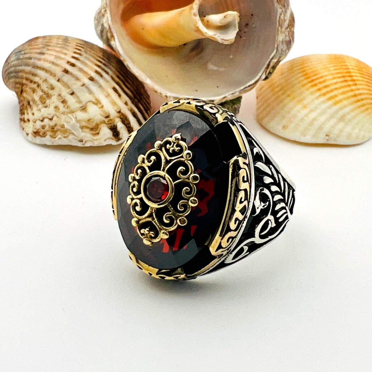 Men's Red Ruby Gemstone Ring