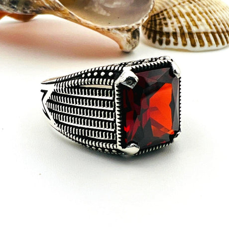 Men's Red Ruby Stone Ring