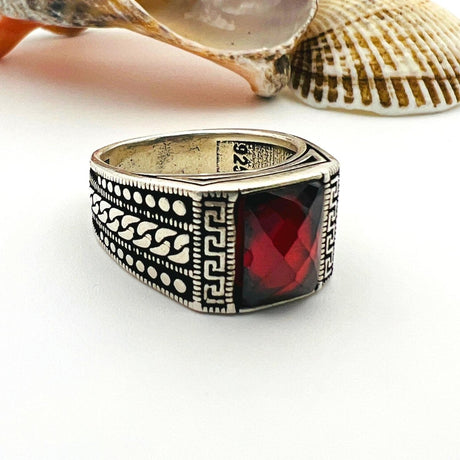 Men's Red Ruby Stone Ring