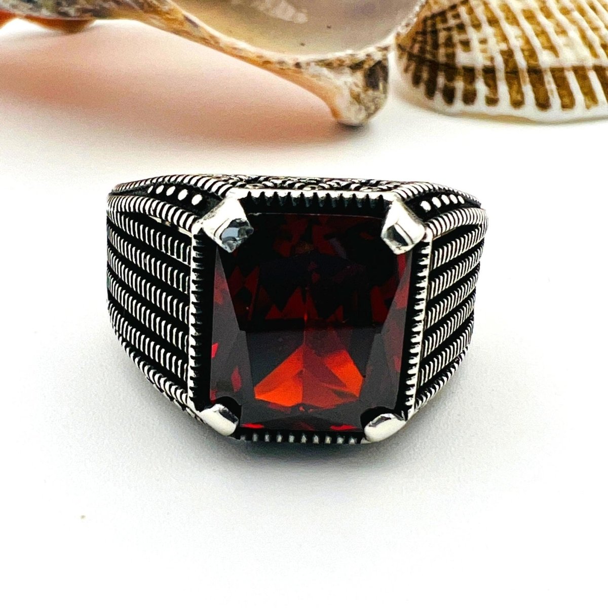 Men's Red Ruby Stone Ring