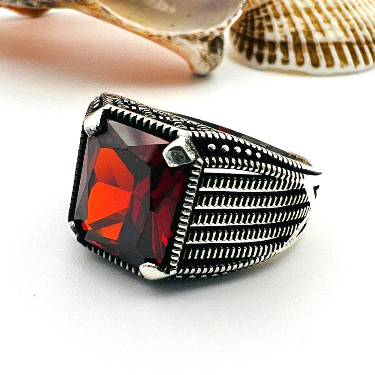 Men's Red Ruby Stone Ring