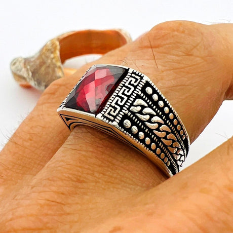 Men's Red Ruby Stone Ring