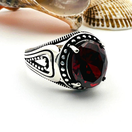 Men's Red Ruby Stone Ring