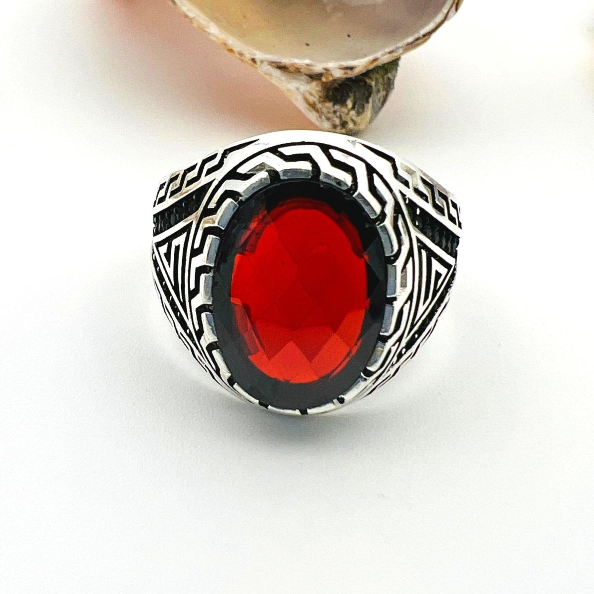 Men's Red Ruby Stone Ring